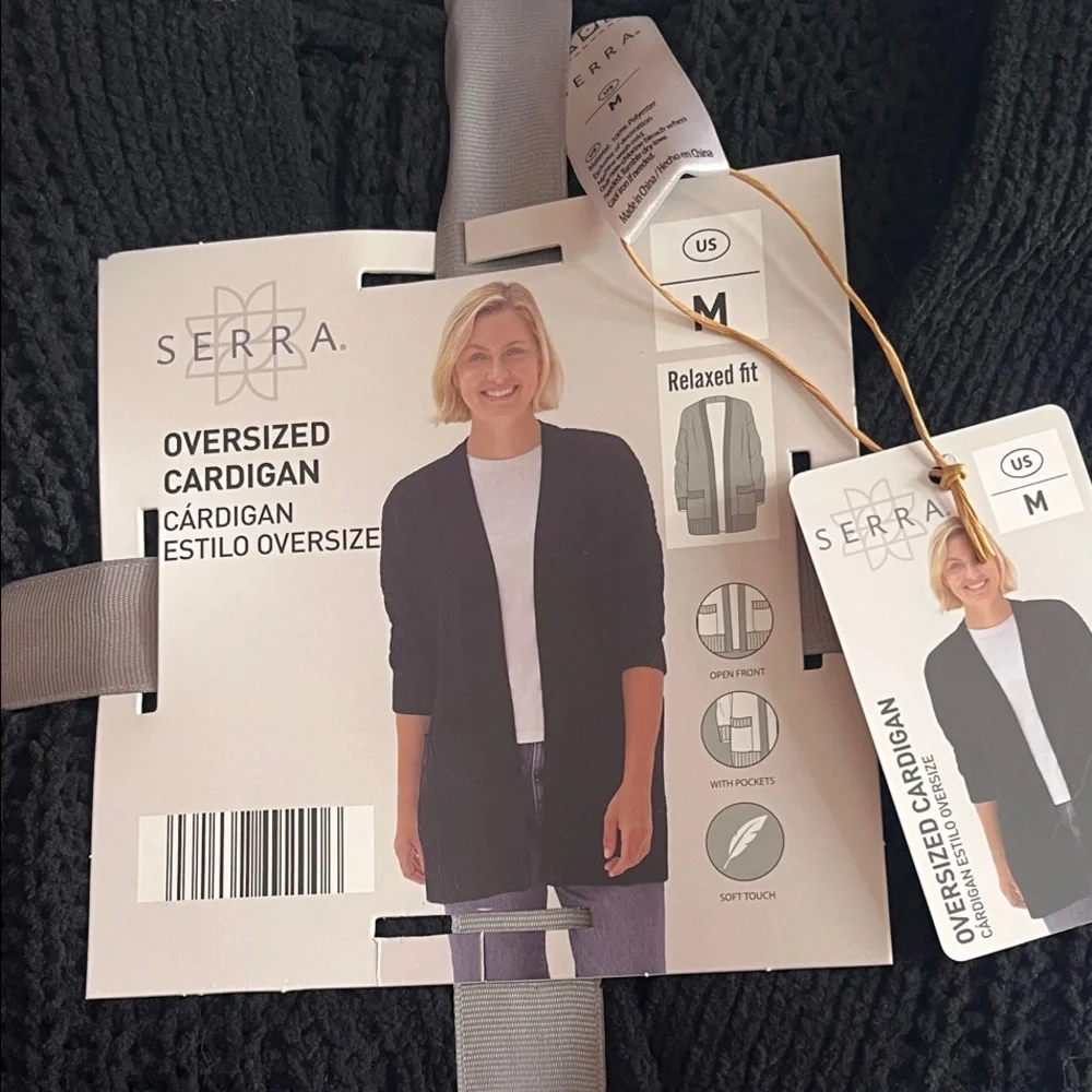 Serra Women's Oversized Black Cardigan - Picture 2 of 5